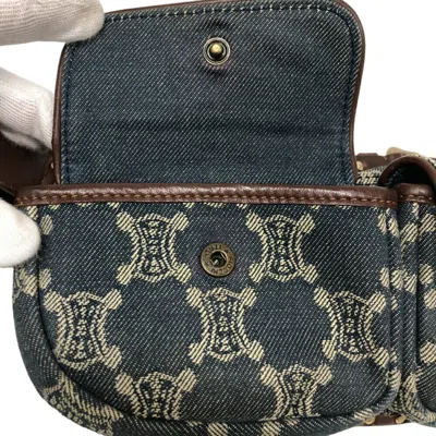 Pre-owned Celine Blue Brown Denim Leather Fanny Pack Sling Bag () In Blue, Brown
