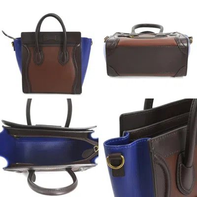 Pre-owned Celine Blue Brown Leather Handbag Shoulder Bag () In Blue, Brown