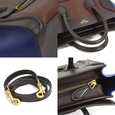 Pre-owned Celine Blue Brown Leather Handbag Shoulder Bag () In Blue, Brown