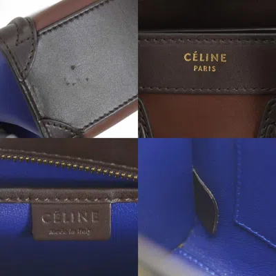 Pre-owned Celine Blue Brown Leather Handbag Shoulder Bag () In Blue, Brown