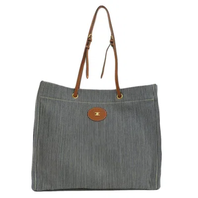 Pre-owned Celine Blue White Canvas Shoulder Bag () In Blue, White
