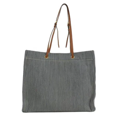 Pre-owned Celine Blue White Canvas Shoulder Bag () In Blue, White