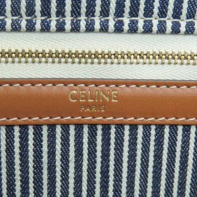 Pre-owned Celine Blue White Canvas Shoulder Bag () In Blue, White