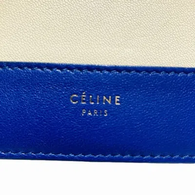Pre-owned Celine Blue White Leather Long Bill Wallet (bi-fold) () In Blue, White
