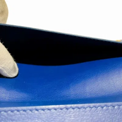 Pre-owned Celine Blue White Leather Long Bill Wallet (bi-fold) () In Blue, White