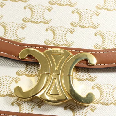 Pre-owned Celine Brown White Canvas Leather Shoulder Bag () In Brown, White