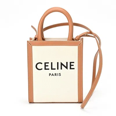 Pre-owned Celine Cabas Beige Camel Canvas Leather Shoulder Bag () In Beige, Camel