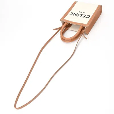 Pre-owned Celine Cabas Beige Camel Canvas Leather Shoulder Bag () In Beige, Camel