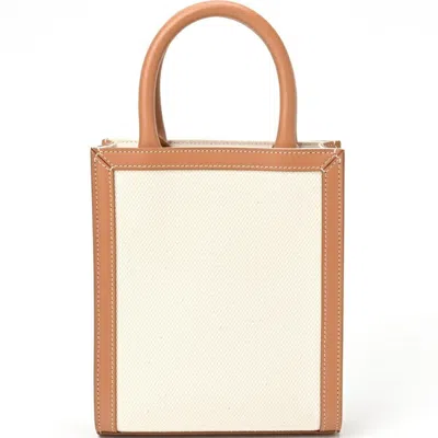 Pre-owned Celine Cabas Beige Camel Canvas Leather Shoulder Bag () In Beige, Camel
