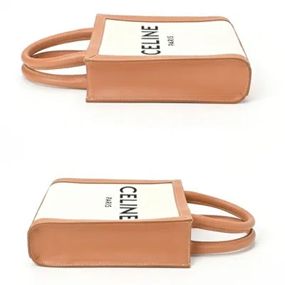 Pre-owned Celine Cabas Beige Camel Canvas Leather Shoulder Bag () In Beige, Camel