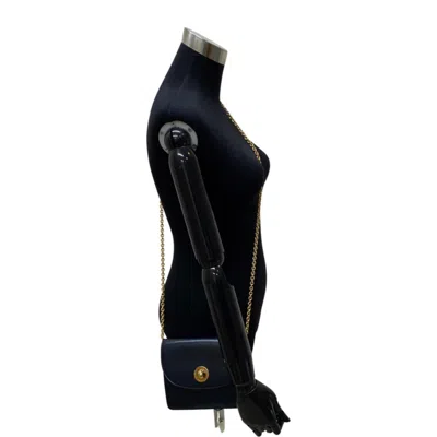 Pre-owned Celine Gold Navy Leather Shoulder Bag () In Gold, Navy