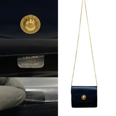 Pre-owned Celine Gold Navy Leather Shoulder Bag () In Gold, Navy