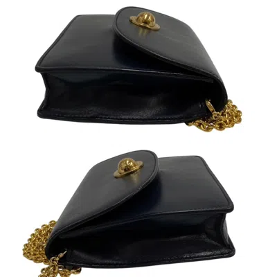 Pre-owned Celine Gold Navy Leather Shoulder Bag () In Gold, Navy