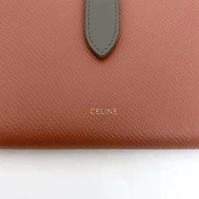 Pre-owned Celine Gray Red Color Leather Wallet (bi-fold) () In Gray, Red Color
