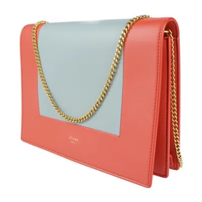 Pre-owned Celine Gray Red Color Leather Clutch Bag Shoulder Bag () In Gray, Red Color
