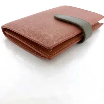 Pre-owned Celine Gray Red Color Leather Wallet (bi-fold) () In Gray, Red Color