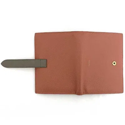 Pre-owned Celine Gray Red Color Leather Wallet (bi-fold) () In Gray, Red Color