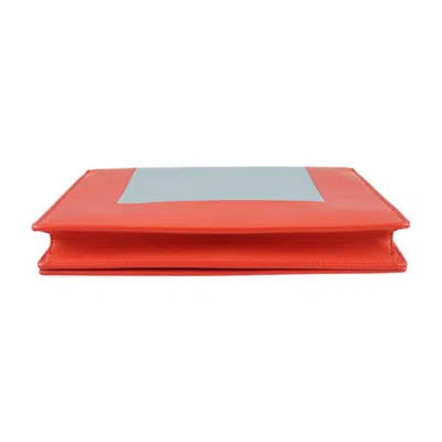 Pre-owned Celine Gray Red Color Leather Clutch Bag Shoulder Bag () In Gray, Red Color