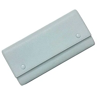 Pre-owned Celine Light Blue Leather Long Wallet (bi-fold) ()