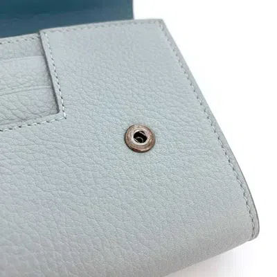 Pre-owned Celine Light Blue Leather Long Wallet (bi-fold) ()