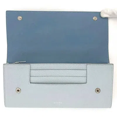 Pre-owned Celine Light Blue Leather Long Wallet (bi-fold) ()