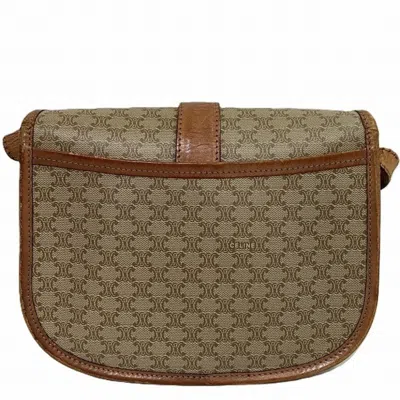 Pre-owned Celine Macadam Beige Brown Pvc Leather Shoulder Bag () In Beige, Brown
