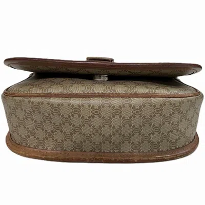 Pre-owned Celine Macadam Beige Brown Pvc Leather Shoulder Bag () In Beige, Brown