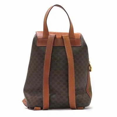 Pre-owned Celine Macadam Brown Coated Canvas Leather Backpack ()