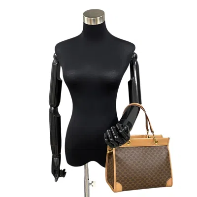Pre-owned Celine Macadam Brown Leather Pvc Handbag Tote Bag ()