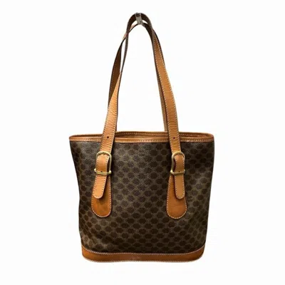 Pre-owned Celine Macadam Brown Pvc Leather Handbag Tote Bag ()