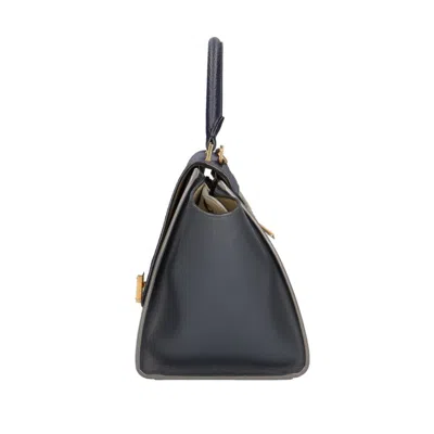 Pre-owned Celine Trapeze Beige Navy Handbag Shoulder Bag () In Beige, Navy