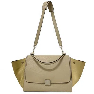 Pre-owned Celine Trapeze Gray Beige Leather Handbag Shoulder Bag ()