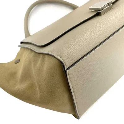 Pre-owned Celine Trapeze Gray Beige Leather Handbag Shoulder Bag ()
