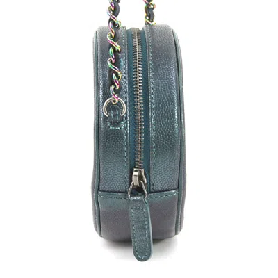 Pre-owned Chanel Aurora (spangles) Metallic Dark Green Caviar Leather Metal Shoulder Bag () In Aurora (spangles), Metallic Dark Green