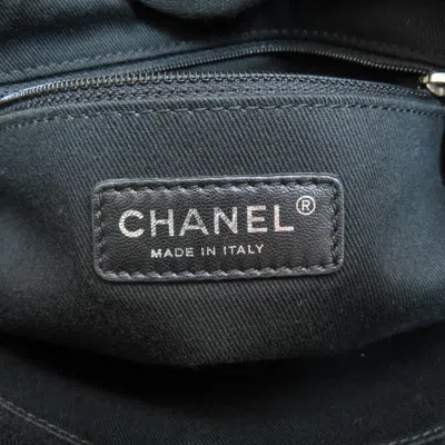 Pre-owned Chanel Beige Black Canvas Tote Bag () In Beige, Black