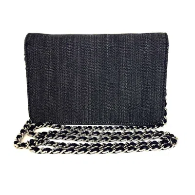 Pre-owned Chanel Black Canvas Chain/shoulder Wallet ()