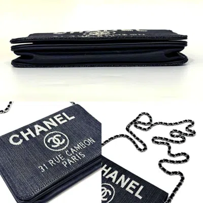 Pre-owned Chanel Black Canvas Chain/shoulder Wallet ()