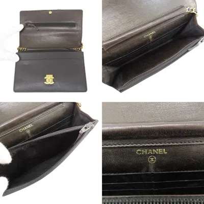 Pre-owned Chanel Black Caviar Leather Chain/shoulder Wallet ()