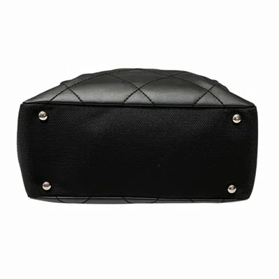 Pre-owned Chanel Black Coated Canvas Leather Shoulder Bag Tote Bag ()