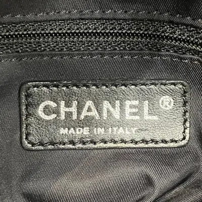 Pre-owned Chanel Black Coated Canvas Leather Shoulder Bag Tote Bag ()