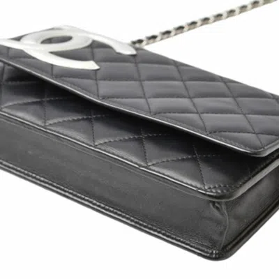 Pre-owned Chanel Black Leather Chain/shoulder Wallet ()