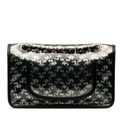 Pre-owned Chanel Black Metallic Blue Vinyl Shoulder Bag () In Black, Metallic Blue
