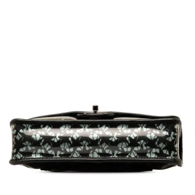 Pre-owned Chanel Black Metallic Blue Vinyl Shoulder Bag () In Black, Metallic Blue