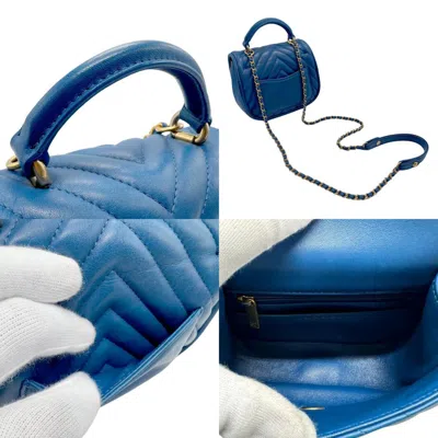 Pre-owned Chanel Blue Leather Handbag Shoulder Bag ()