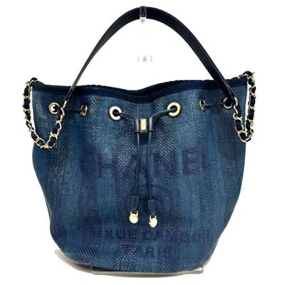 Pre-owned Chanel Blue Raffia Leather Tote Bag ()