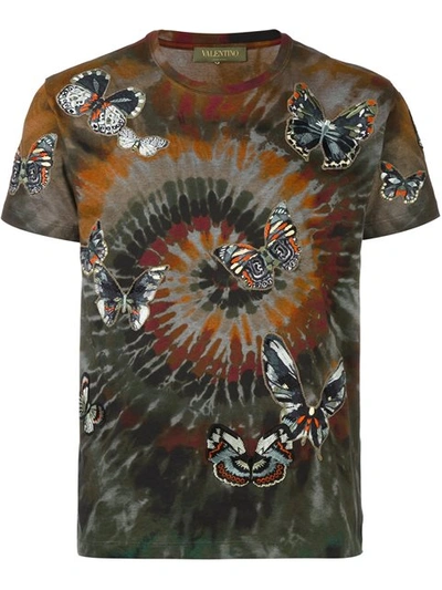 Shop Valentino 'rockstud Tie & Dye' Butterfly Embroidered T-shirt