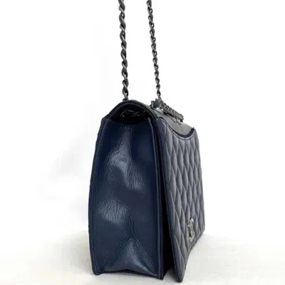 Pre-owned Chanel Matelasse Navy Black Leather Shoulder Bag ()