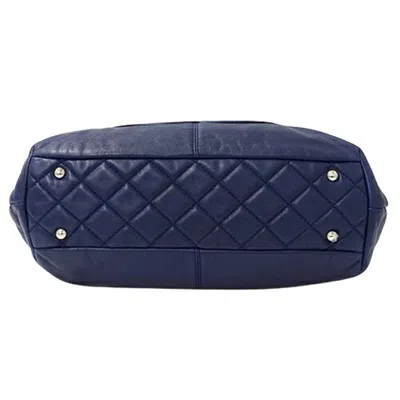 Pre-owned Chanel Navy Leather Handbag Shoulder Bag Tote Bag ()