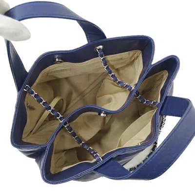 Pre-owned Chanel Navy Leather Handbag Shoulder Bag Tote Bag ()