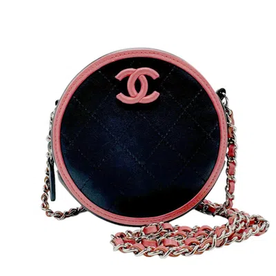 Pre-owned Chanel Navy Pink Leather Shoulder Bag () In Navy, Pink